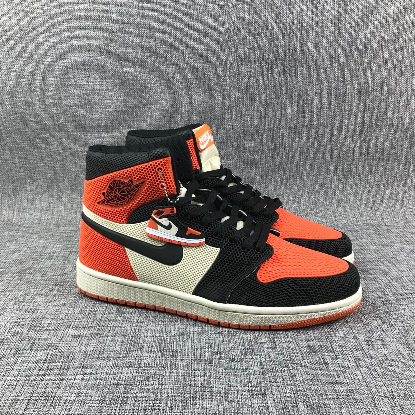 New Air Jordan 1 Drop Plastic Orange Black White Shoes - Click Image to Close